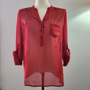 Alice Blue sheer roll-sleeve top - Size M